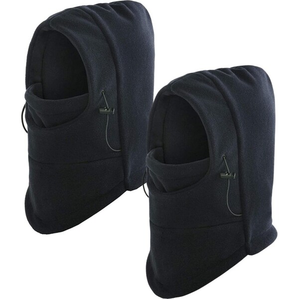 2x Windproof Thermal Fleece Balaclava Beanie Hat Full Face Mask Ski - Black