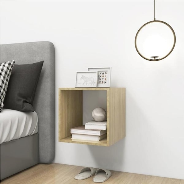 37cm Hanging Wall Mount Cube Cabinet Display Floating Shelf Storage Rack Brown