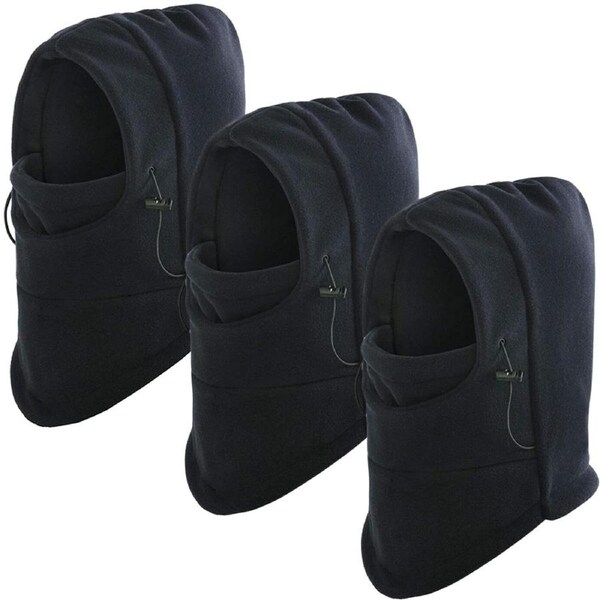 3x Windproof Thermal Fleece Balaclava Beanie Hat Full Face Mask Ski - Black