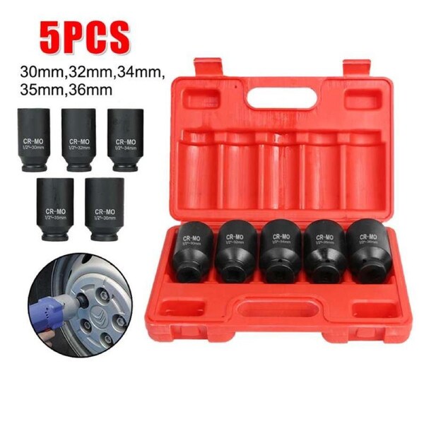 OZNALA 1/2" Drive Deep Impact Axle Hub Nut Socket Set 30mm 32mm 34mm 35mm 36mm Sockets
