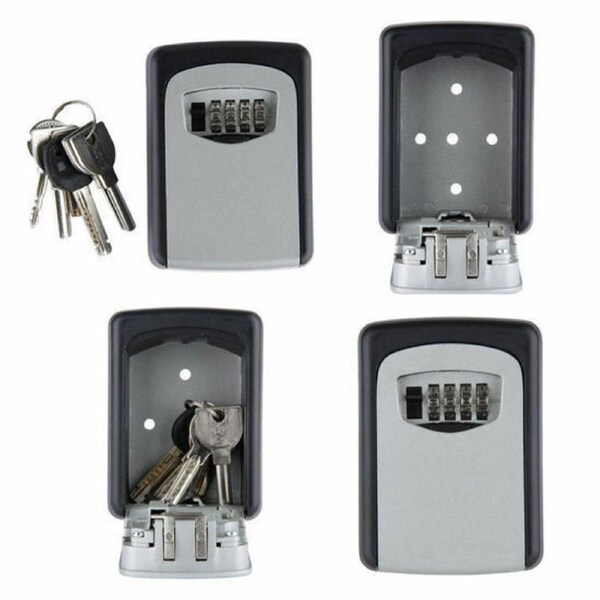 Key Lock Box Wall Mounted, 4 Digit Combination Lock Box for House Key Weatherproof Safe Security Key