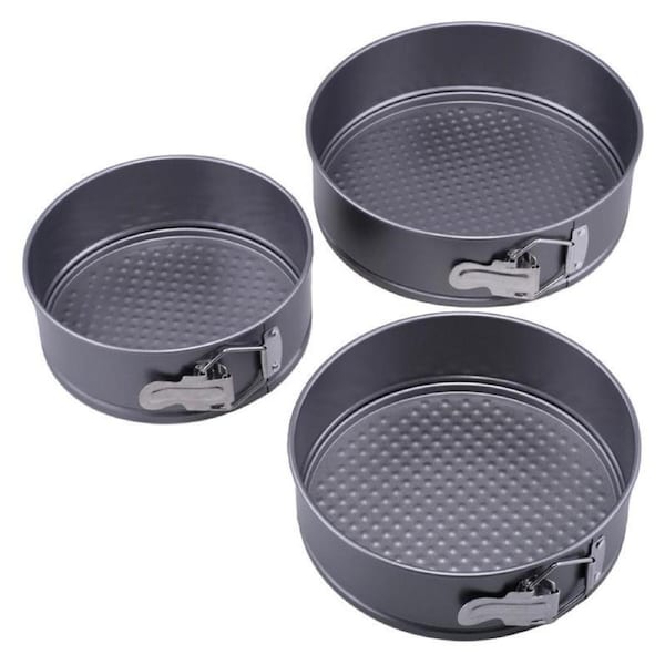 Ozoffer 3Pcs Round Cake Tin Set Non Stick Spring Form Loose Base Pan Baking Tray