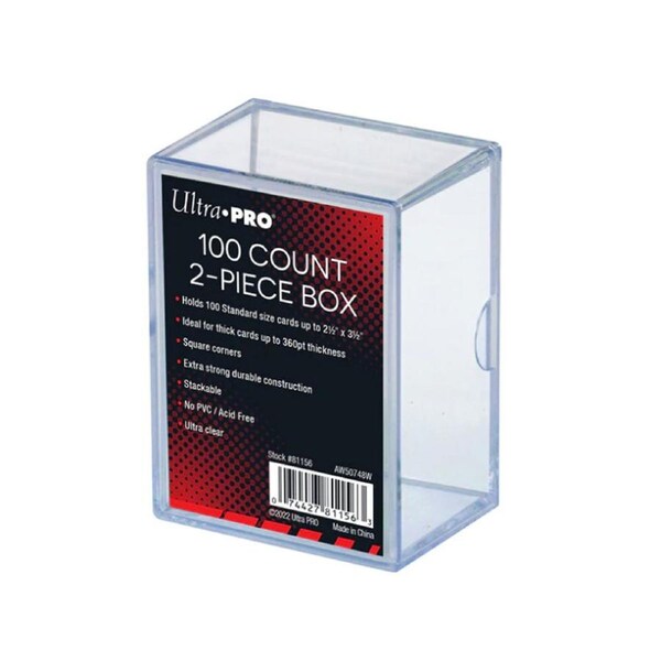 Ultra Pro 100 Count 2-Piece Card Holder Standard Size Clear Storage Box