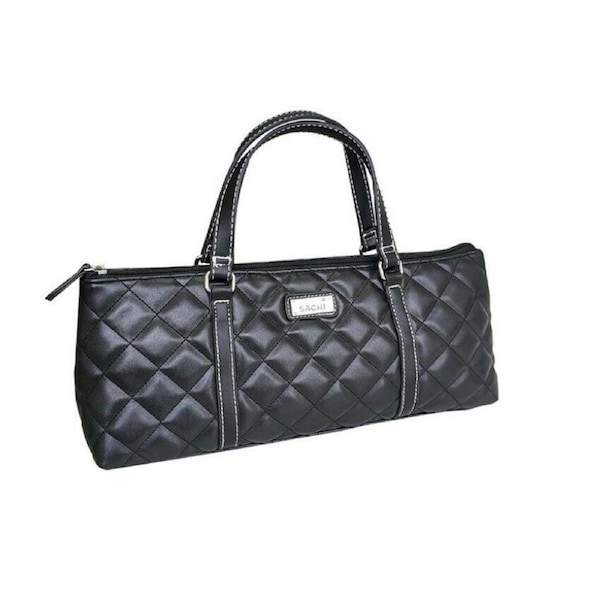 Sachi Insulated Wine Purse Bag - Quilted Black