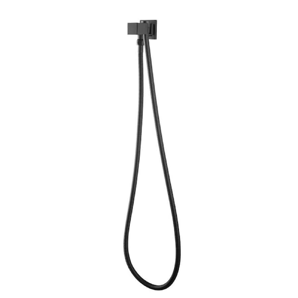 ACA Black Square Brass Shower Swivel Holder 1.5m SUS Water Hose Wall Connector