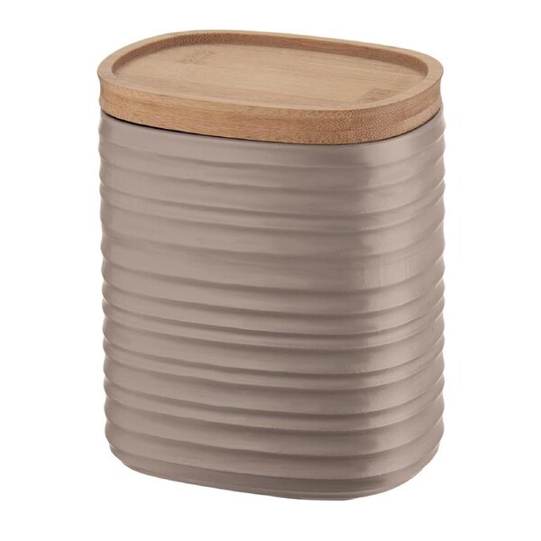 Guzzini Earth Tierra 12.3cm/1L Container/Storage Jar w/ Bamboo Lid Medium Taupe
