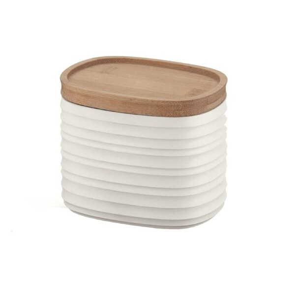 Guzzini Earth Tierra White 12.3cm/500ml Container/Storage Jar w/ Bamboo Lid Sml
