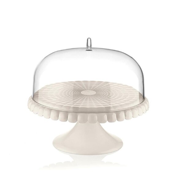 Guzzini Tiffany 30cm Plastic Small Cake Stand Display Storage w/Dome Cover White
