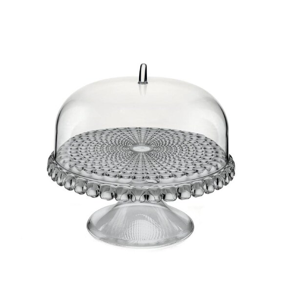 Guzzini Tiffany 30cm Plastic Small Cake Stand Display Storage w/Dome Cover Grey