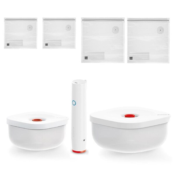 2pc Guzzini Kitchen Active Design Save-It 22cm Vacuum Containers/Pump/Bags White