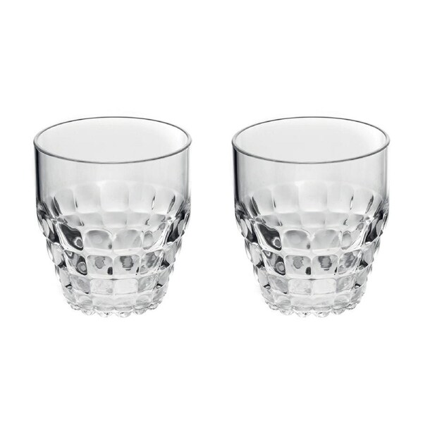 2x Guzzini Tiffany 350ml 9.5cm Plastic Low Tumbler Water/Juice Drink Glasses CLR