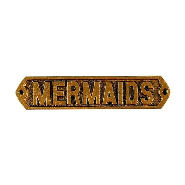 Maine & Crawford Wafi 20x4cm Cast Iron Mermaids Plaque Hanging Wall Decor Gold
