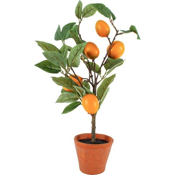 Maine & Crawford 43cm Lemon Tree Artificial In Terracotta Pot Faux Plant Decor