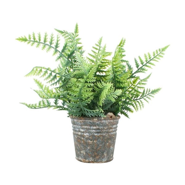 Maine & Crawford 30cm Fern In Tin Pot Artificial Fake Faux Plant Home Decor