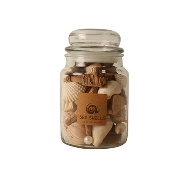 Maine & Crawford 18x10cm Shells & Dry Mix Glass Jar Home/Room Decor Light Brown