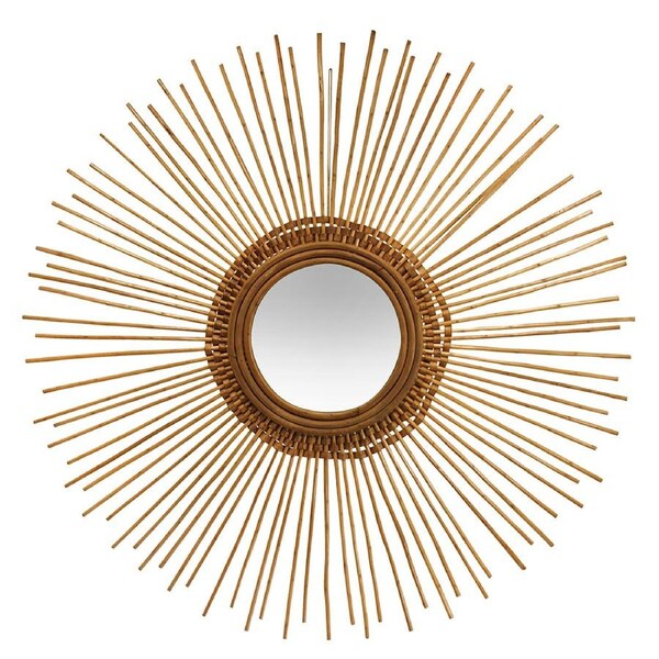Maine & Crawford Mela 88cm Round Willow Mirror Wall Hanging Home Decor Natural