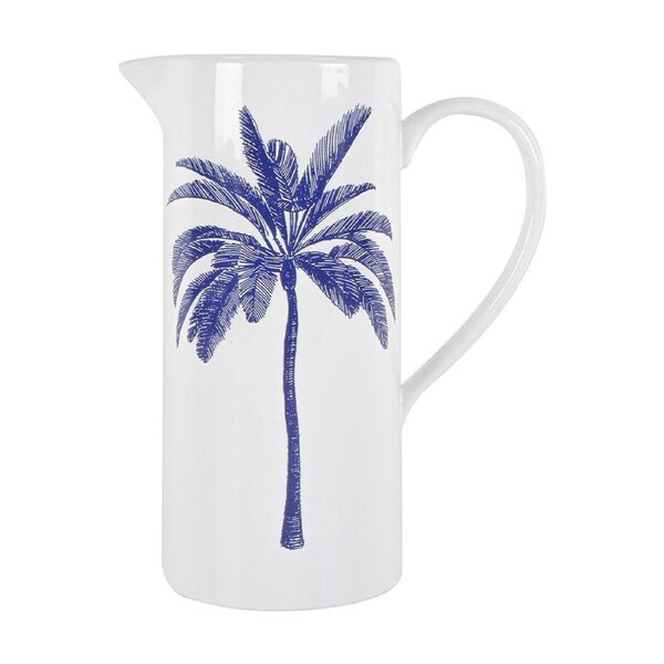Maine & Crawford Belize 28x19cm Blue Palm Dolomite Jug Water Container Pitcher