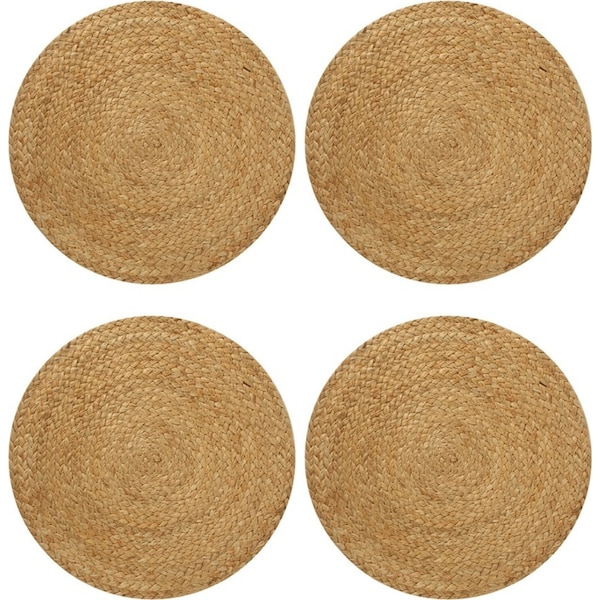 4pc Maine & Crawford Bailey 35cm Jute Round Placemat Table Mat/Pad Set Natural