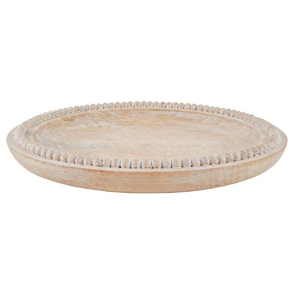 Maine & Crawford Bryony 30cm Mango Wood Round Food Plate Home Table Decor Cream