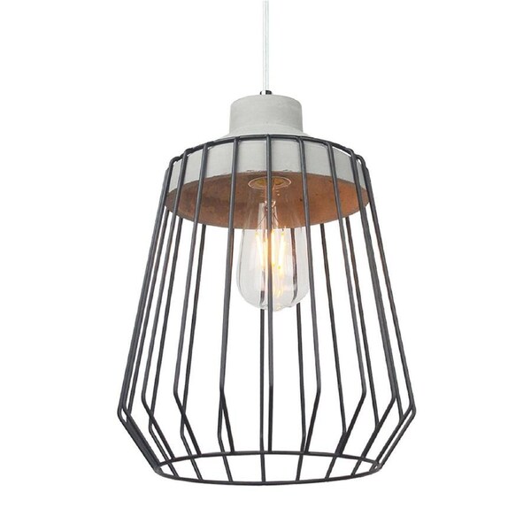 Maine & Crawford Luminite Lamp Cover 25x135cm Cage/Concrete Pendant Lab Black