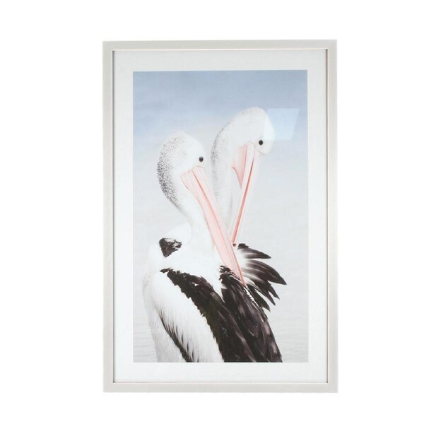 Maine & Crawford Hede 90x60cm Pair of Pelicans w/ Glass PS Frame Wall Art Decor