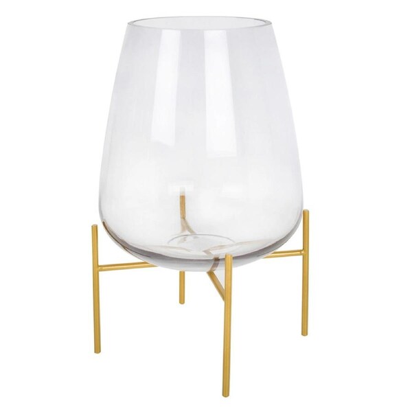 Maine & Crawford Bella 29x19cm Flower Vase On Stand Plant Storage Decor Clear