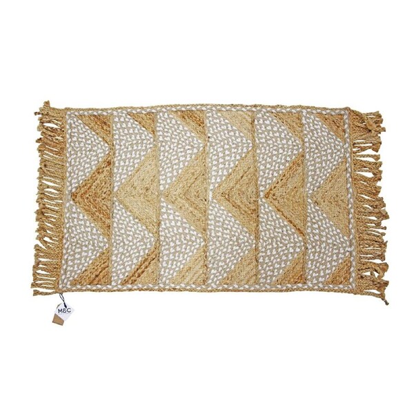 Maine & Crawford Laaj 90x60cm Jute Cotton Braided Rug Home Carpet Natural/White