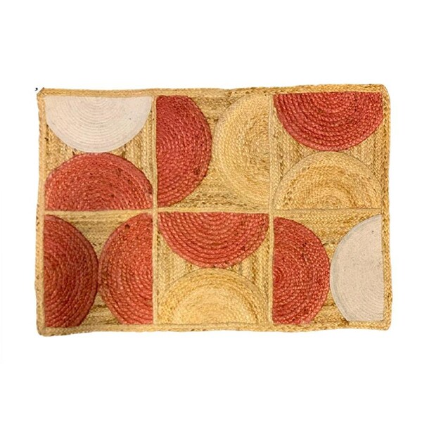 Maine & Crawford Handmade Salli 90cm Jute Braided Rug Home Carpet Red/Natural