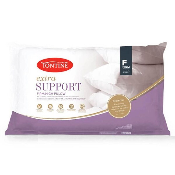 Tontine Extra High & Firm Support Sleeping Pillow Cushion Rectangle Bedding WHT