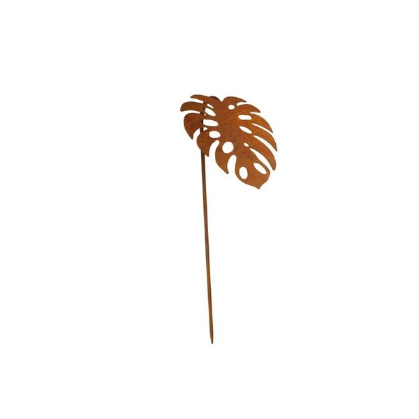 Maine & Crawford Yamba 120cm Monstera Leaf Outdoor Cast Iron Ornament Rusted