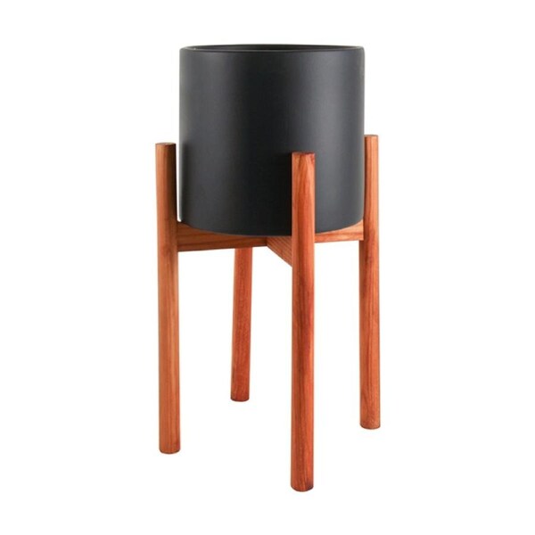 Maine & Crawford Peyton 36x22cm Planter Stand w/ Ceramic Pot Garden Decor Black