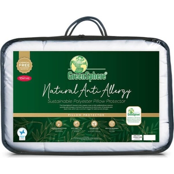 Tontine GreenSphere Natural Anti-Allergy Quilted Pillow Protector Case White