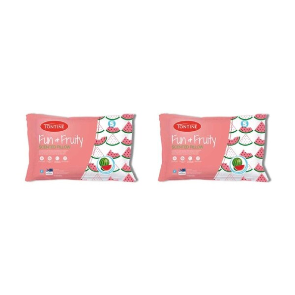 2x Tontine Kids Watermelon Scented Sleeping Pillow Cushion w/ Microfibre Cover