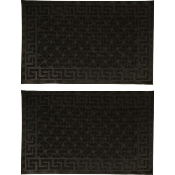 2x Maine & Crawford 75x45cm Rubber Pin Mat Entrance Door Rug Home Carpet Black