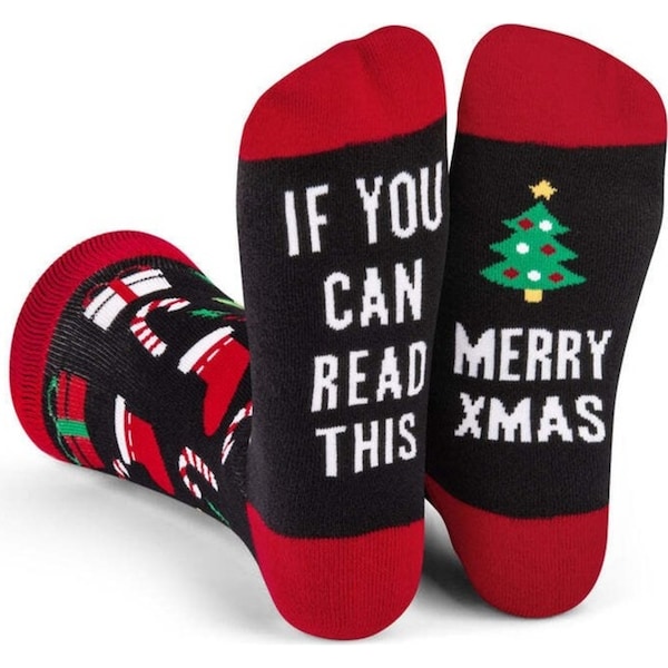 Lavley Merry Christmas Casual Unisex Funny Seasonal Crew Length Christmas Socks