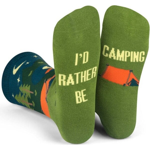 Lavley I'D Rather Be Camping Casual Unisex Crew Length Outdoors Novelty Socks
