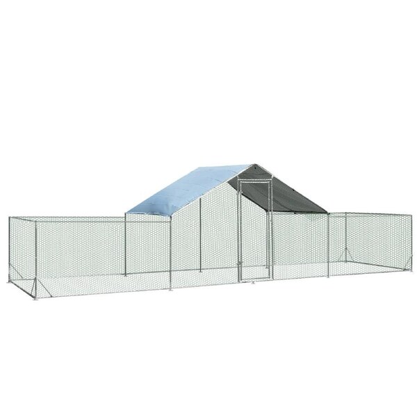 Costway Large Chicken Coop 7x2x1.95M Walk-in Cage Run Metal Poultry Hutch All Weather w/Cover