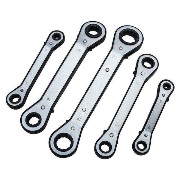 Handy Hardware 5PCE Double-Head Hand Wrench Tool Kit Reversible Ratchet ...