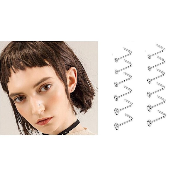 Nose Crystal Clear Stud Bar Piercing - 60pcs - 60pcs x Crystal Clear NEINZ