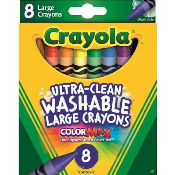 Crayola Crayons Ultra-Clean Washable Large Non-Toxic Crayons Pack of 8