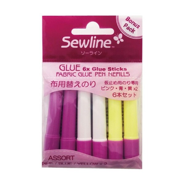 Sewline Glue Pen Stick Refill MULTI Pack 6 for Sewing Embroidery Patchwork