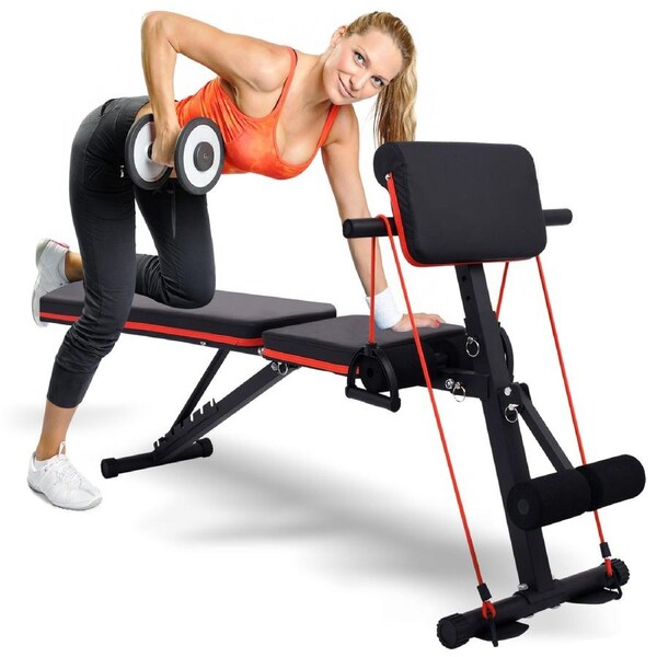 YOPOWER Adjustable Weight Bench-Foldable Workout Bench Press for Full Body Strength Training, Incline Decline Bench with Fast Folding