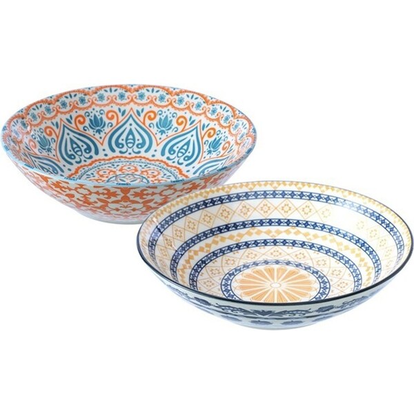 2x Lemon & Lime Moroccan Deco 23x6cm Ceramic Serving Food/Soup Bowl Round Asstd
