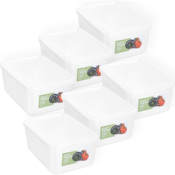 6x Lemon & Lime Keep Fresh 2.3L/21cm Food Container Home Takeaway Storage Clear
