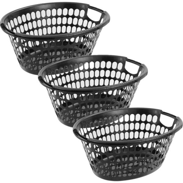 3 x Boxsweden Eco Essentials Oval 58cm Laundry Basket Storage Organiser Assorted