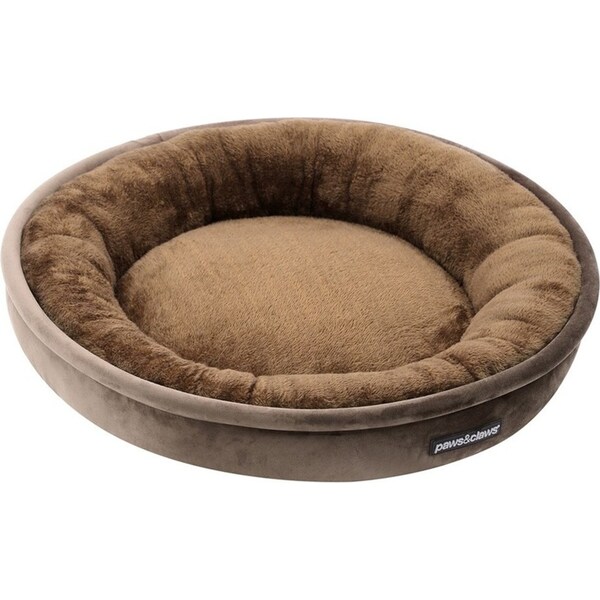 Paws & Claws Lux Pet/Dog 60x60cm Bed Round Sleeping Comfort Cushion Small Mocha