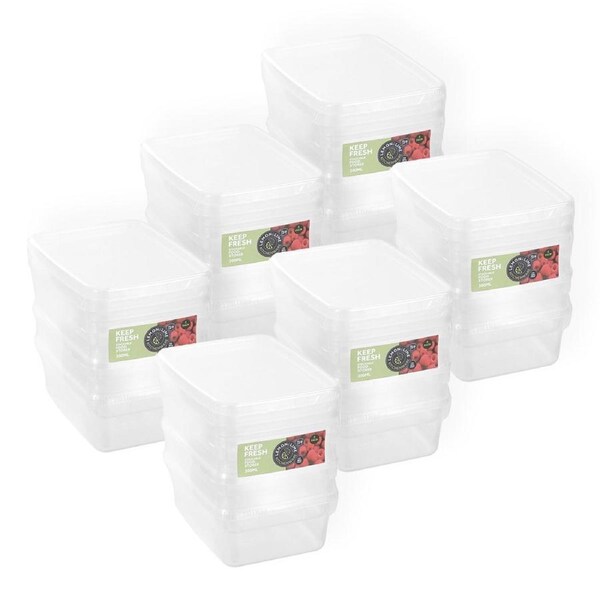 18pc Lemon & Lime Keep Fresh 300ml/11cm Food Container Takeaway Storage Clear