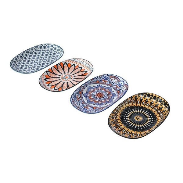 4x Lemon & Lime Moroccan Deco 24x15.5cm Ceramic Oval Serving Food Platter Asstd