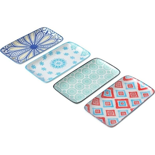 4x Lemon & Lime Moroccan Deco 20.5x11cm Ceramic Rectangle Platter Dish Assorted