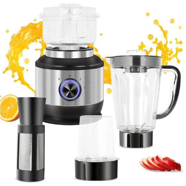 YOPOWER 4-in-1 Multifunction Blender, Compact Food Processor Blender 1000W